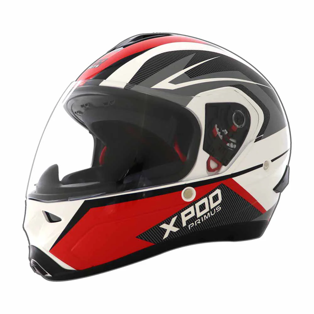 TVS XPOD Primus Helmet Single Visor White/Red - Bold Design - Image 2