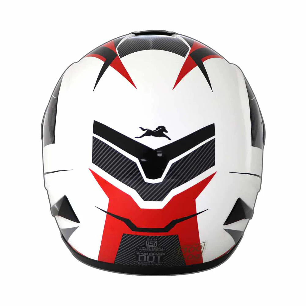 TVS XPOD Primus Helmet Single Visor White/Red - Bold Design - Image 3