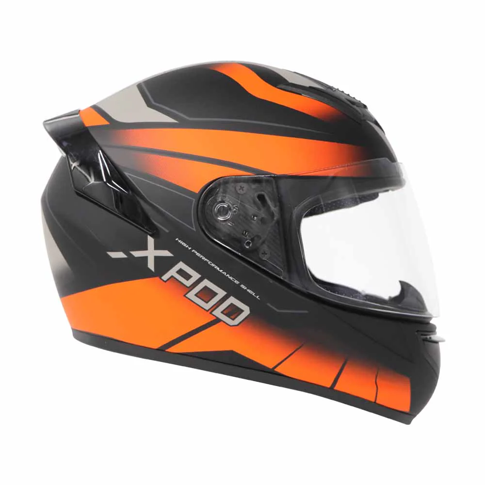 TVS XPOD Speedy Helmet White/Orange Dynamic Full-Face Protection - Image 4